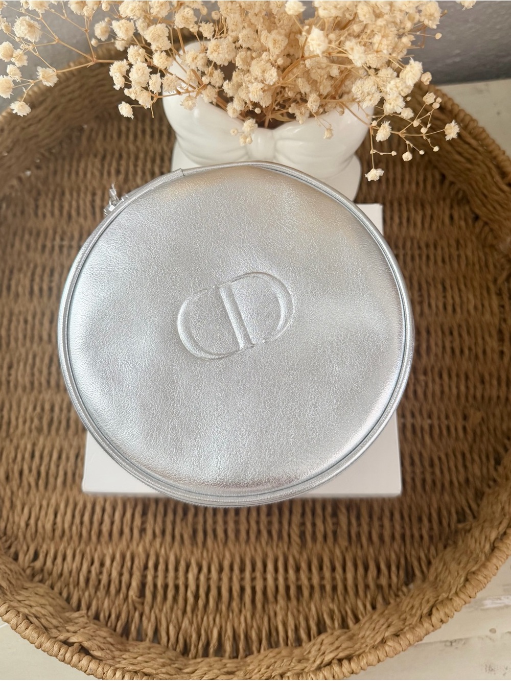 Dior White Round Cosmetic Case